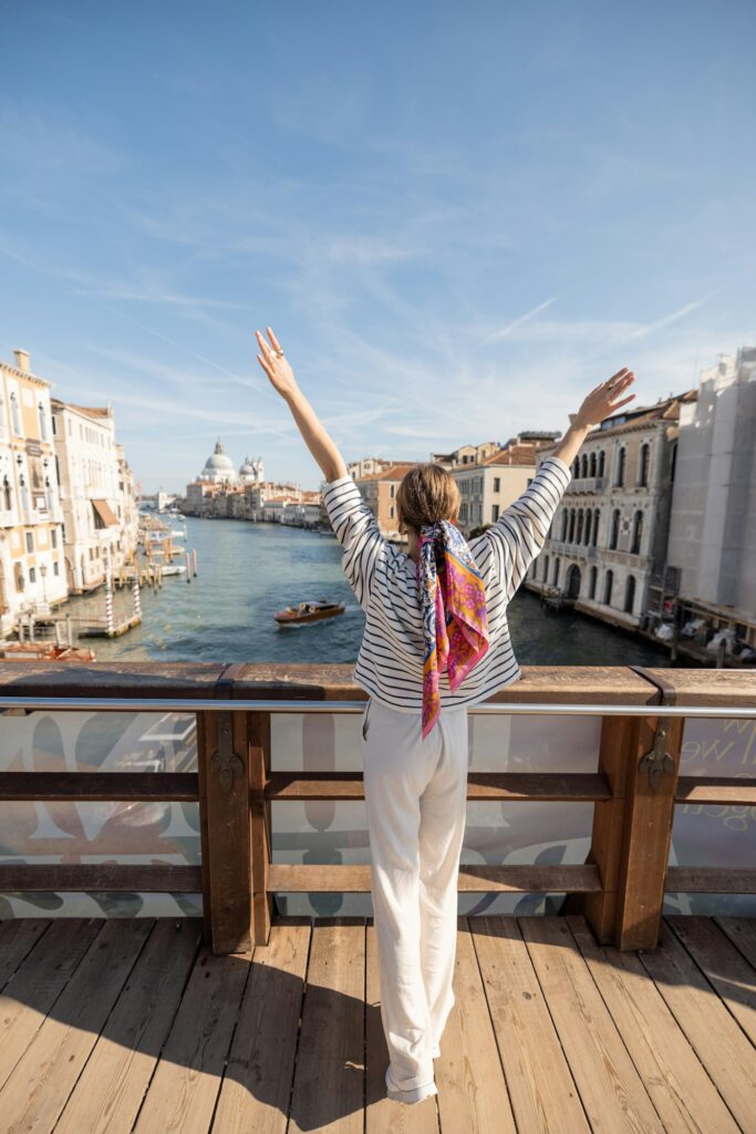 Woman traveling in Venice